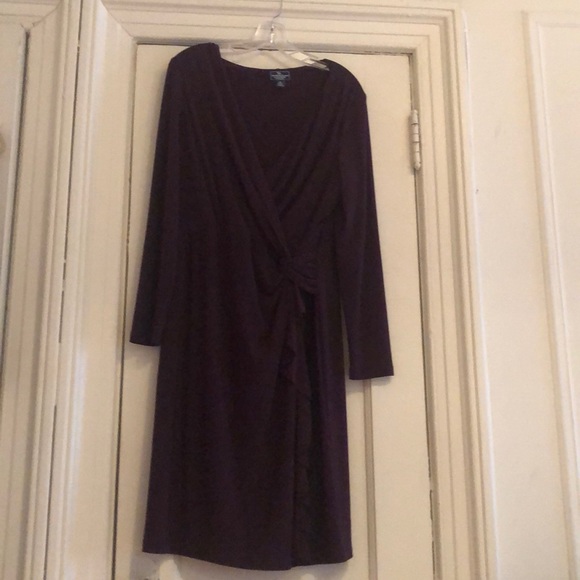 Elegant purple long sleeve,sexy plunge mid length - Picture 2 of 5